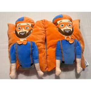 Blippi Plush Character Pillow Orange Blue 18 Inch Lot of 2 pillows Set of 2